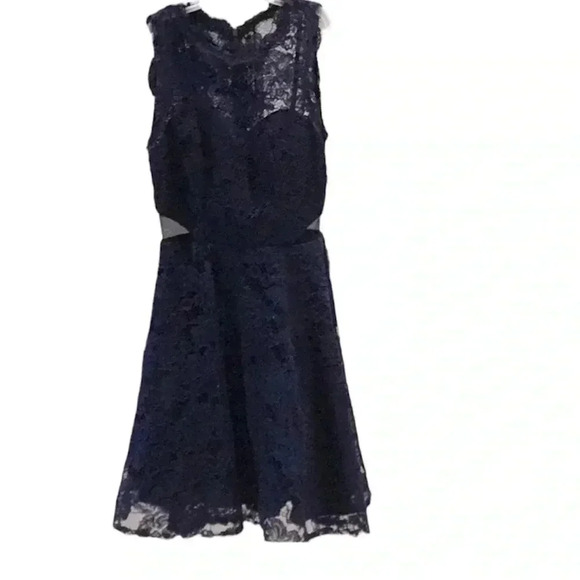 Xscape lace sleeveless mini dress navy black prom graduation wedding  formal - Picture 3 of 11